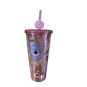 Care Bears Christmas Pink Tumbler Cold Cup and Straw 2024 24oz.